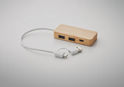 3-portowy bambusowy hub USB HUBBAM