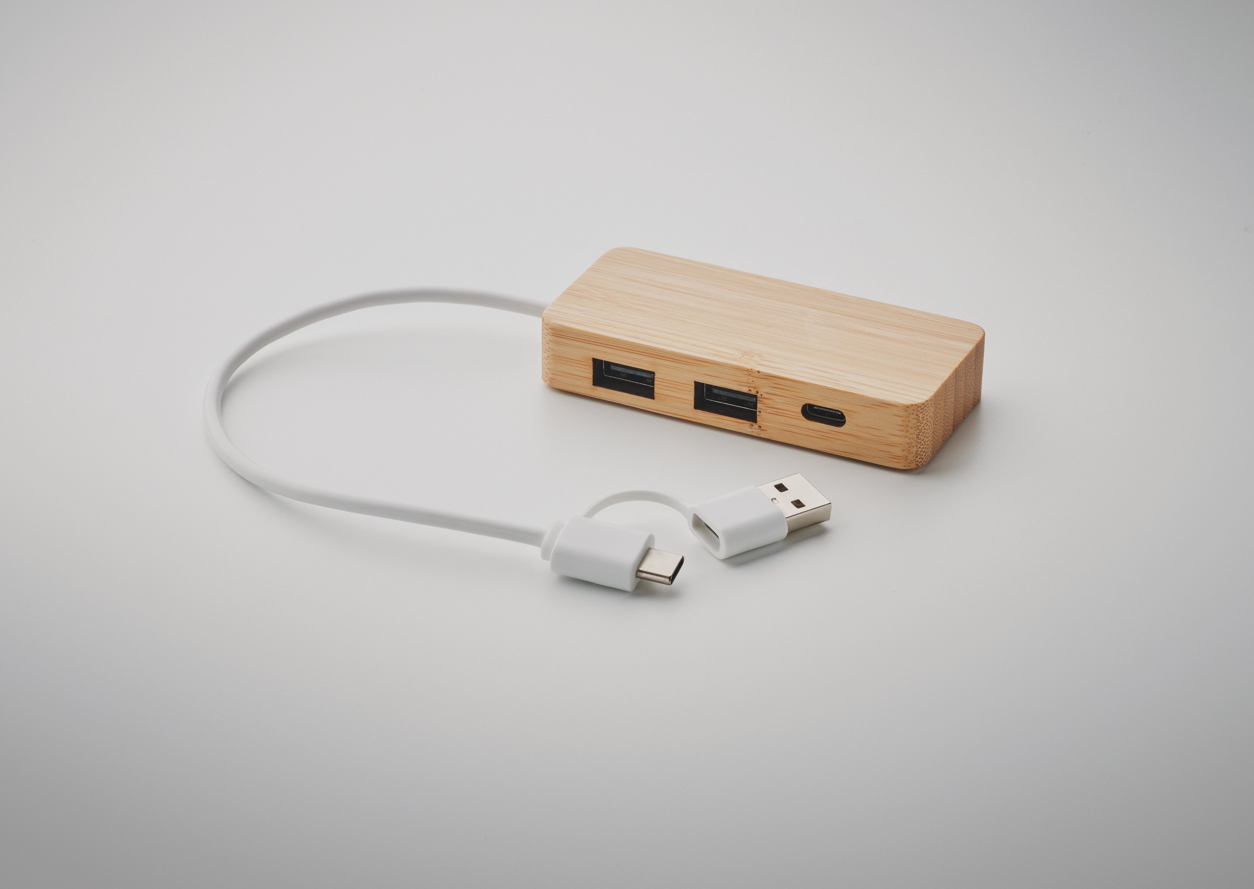 3-portowy bambusowy hub USB HUBBAM