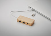 3-portowy bambusowy hub USB HUBBAM