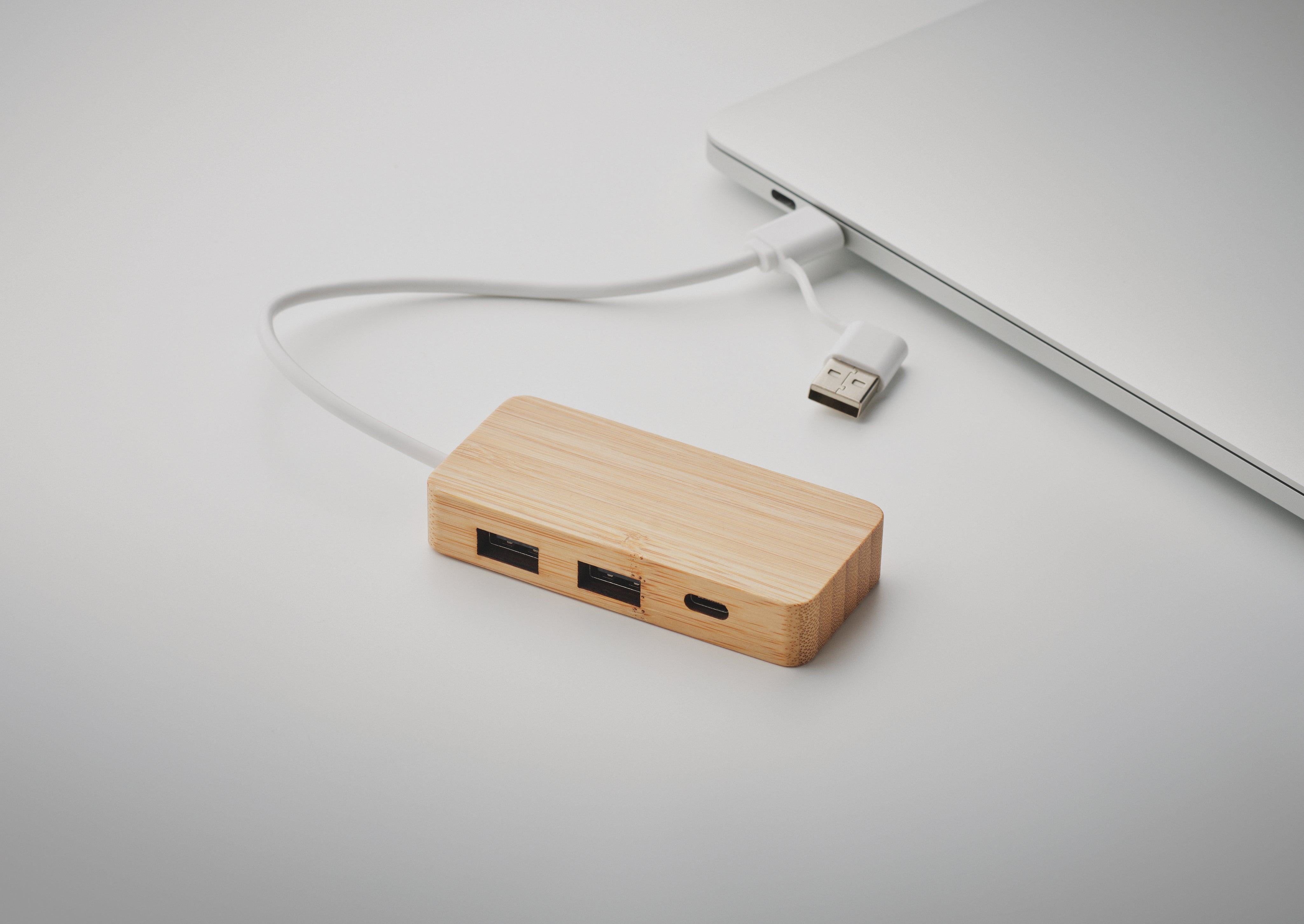 3-portowy bambusowy hub USB HUBBAM