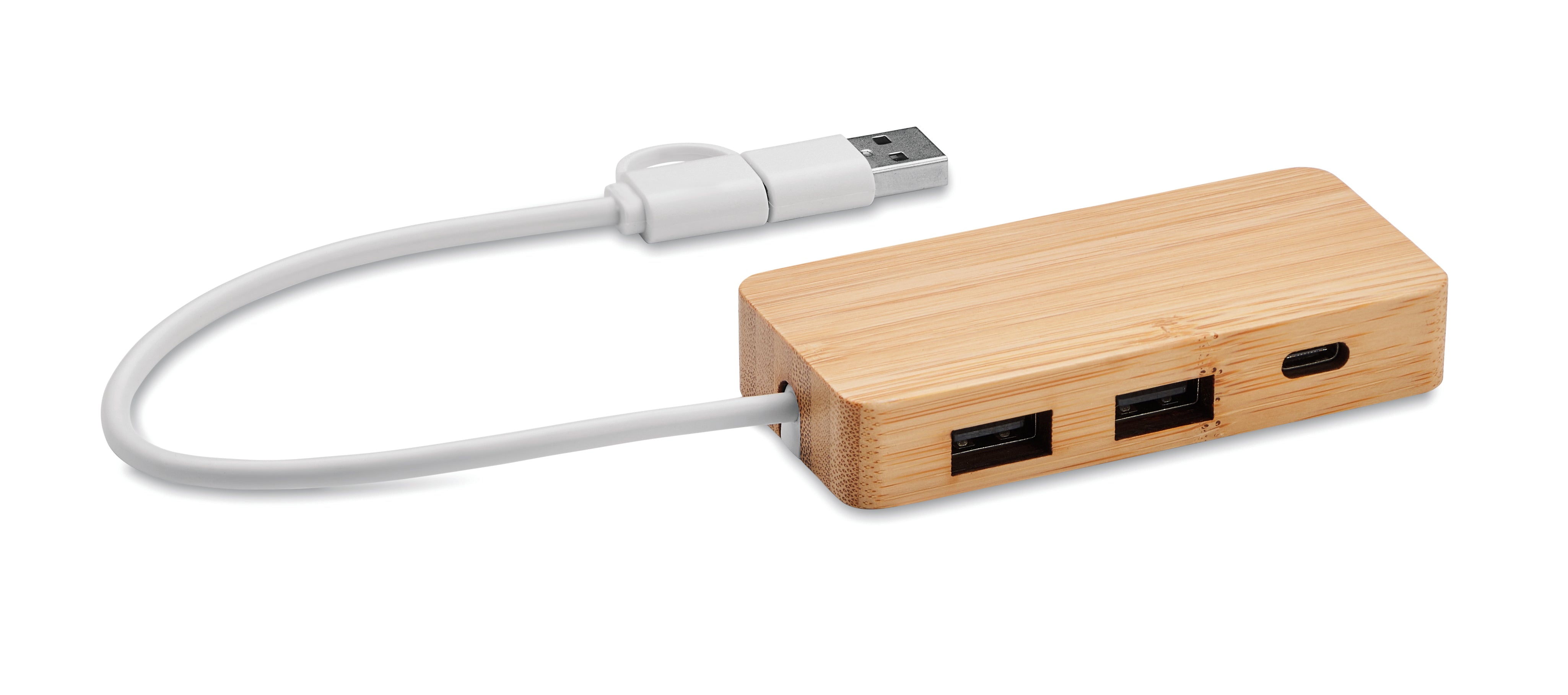 3-portowy bambusowy hub USB HUBBAM