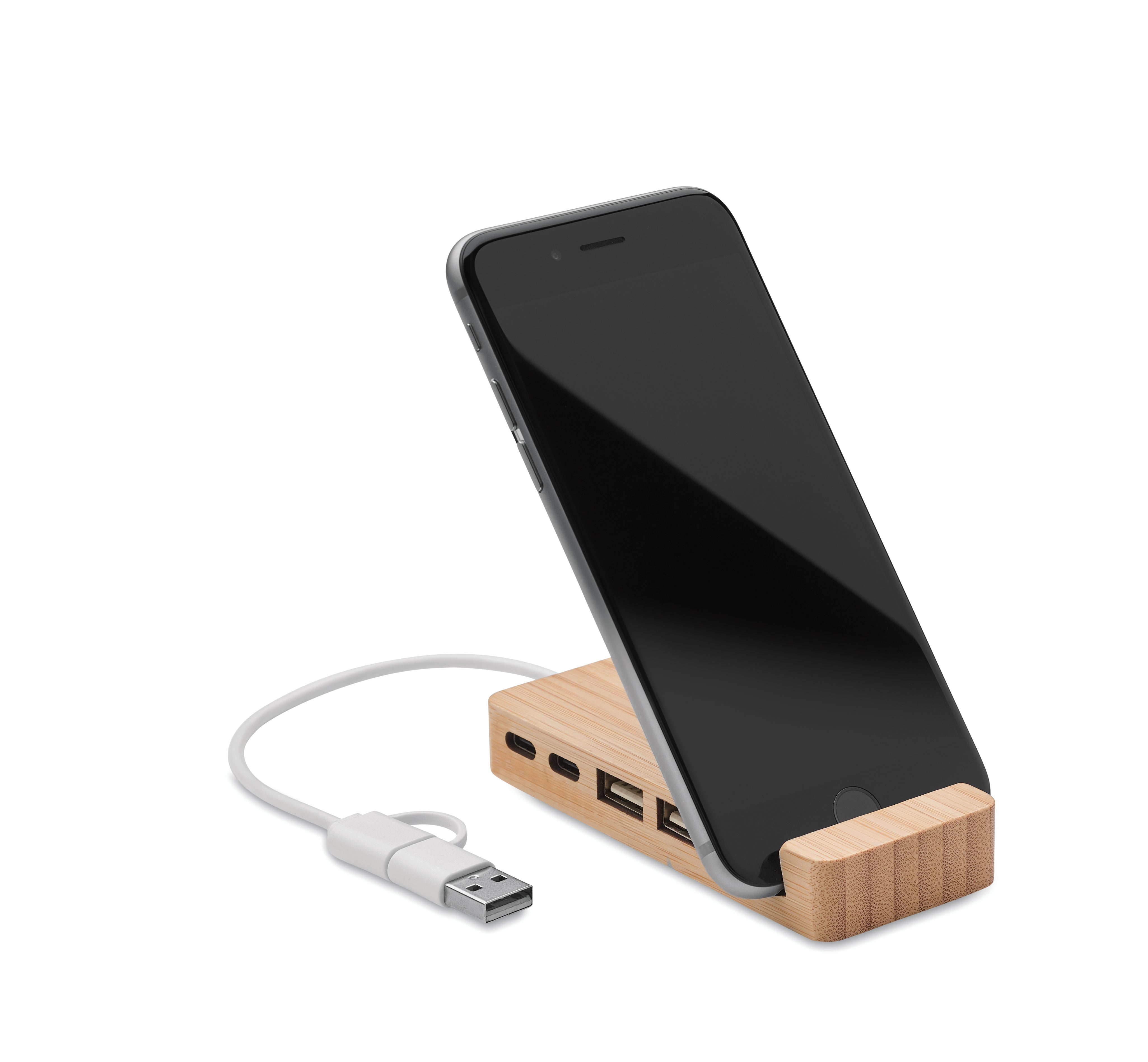 4-portowy bambusowy hub USB HUBSTAND