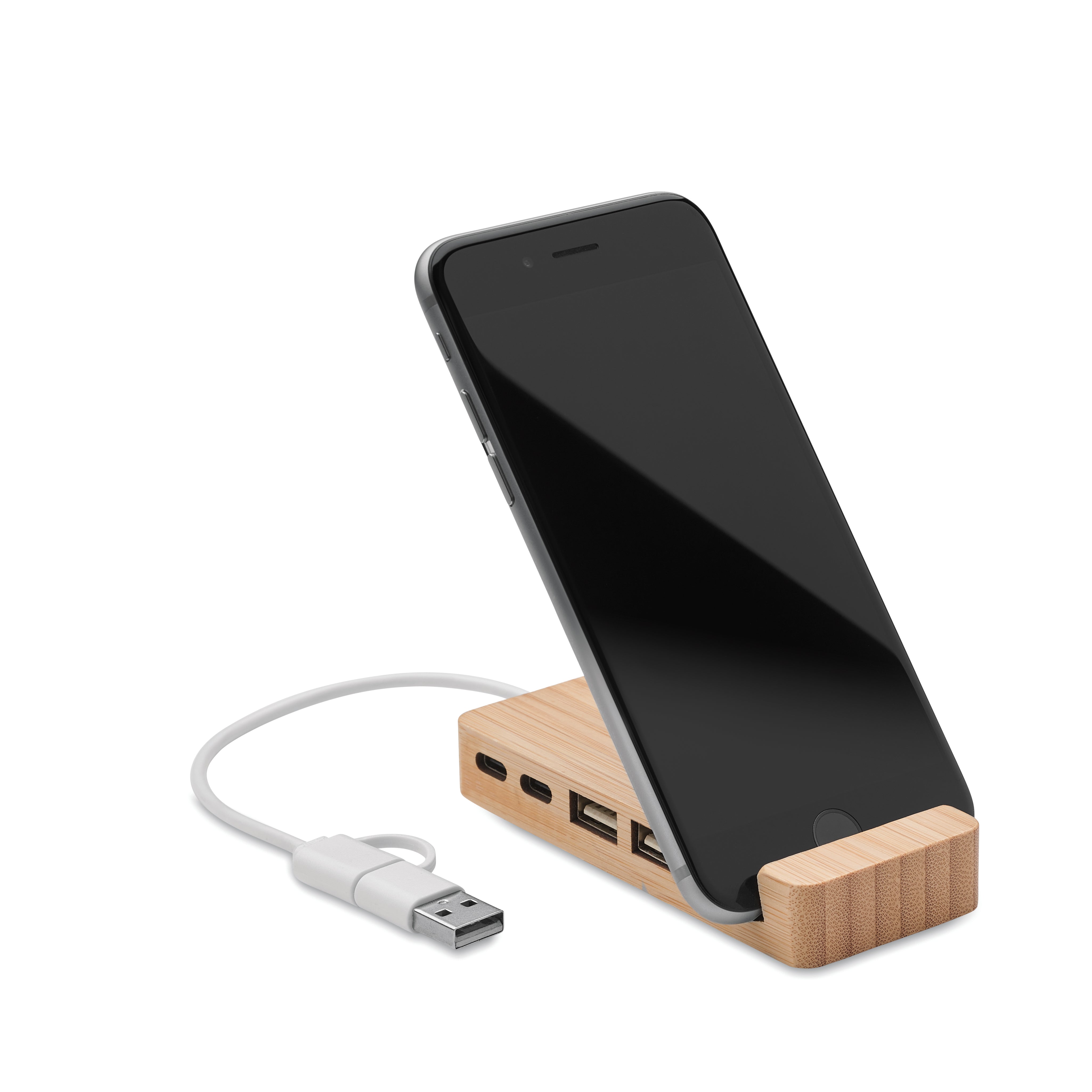 4-portowy bambusowy hub USB HUBSTAND