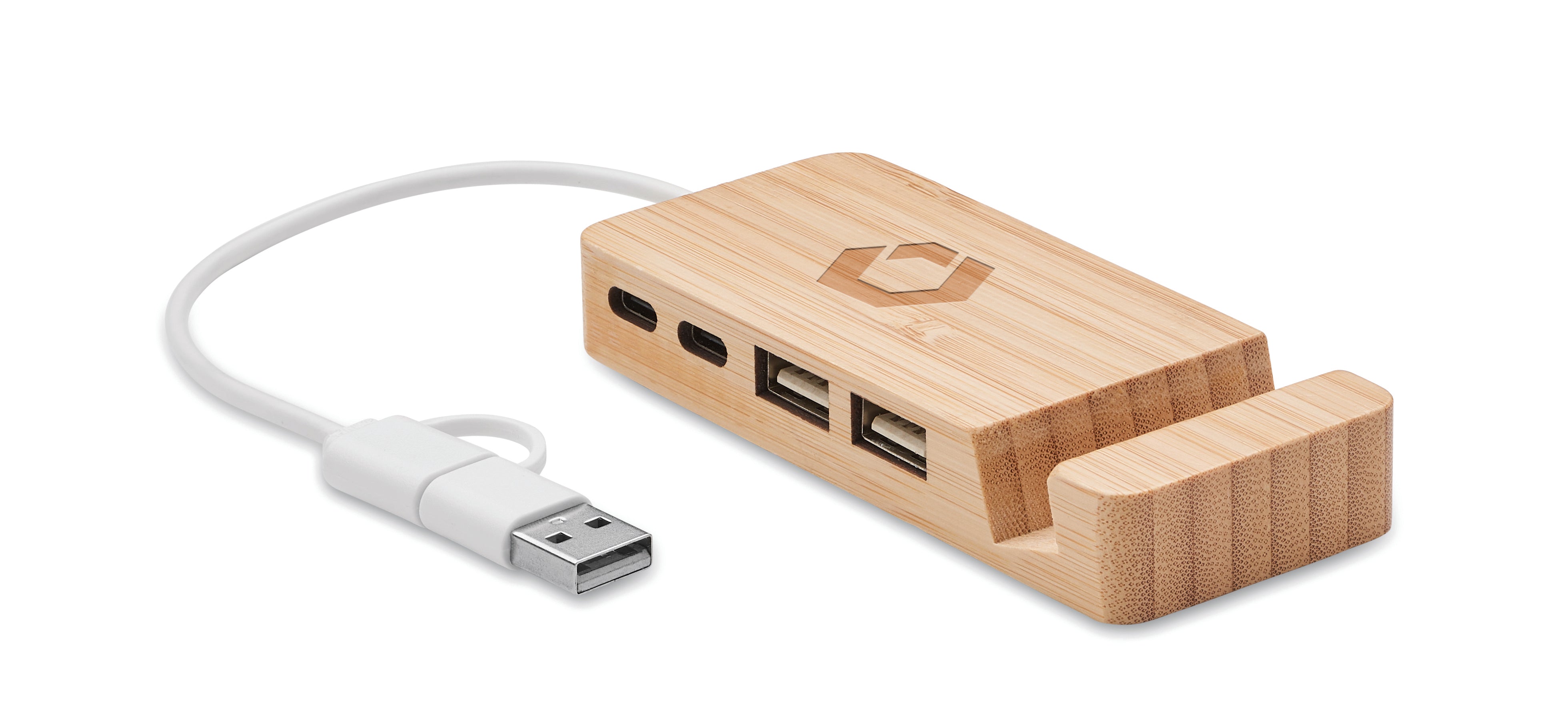 4-portowy bambusowy hub USB HUBSTAND