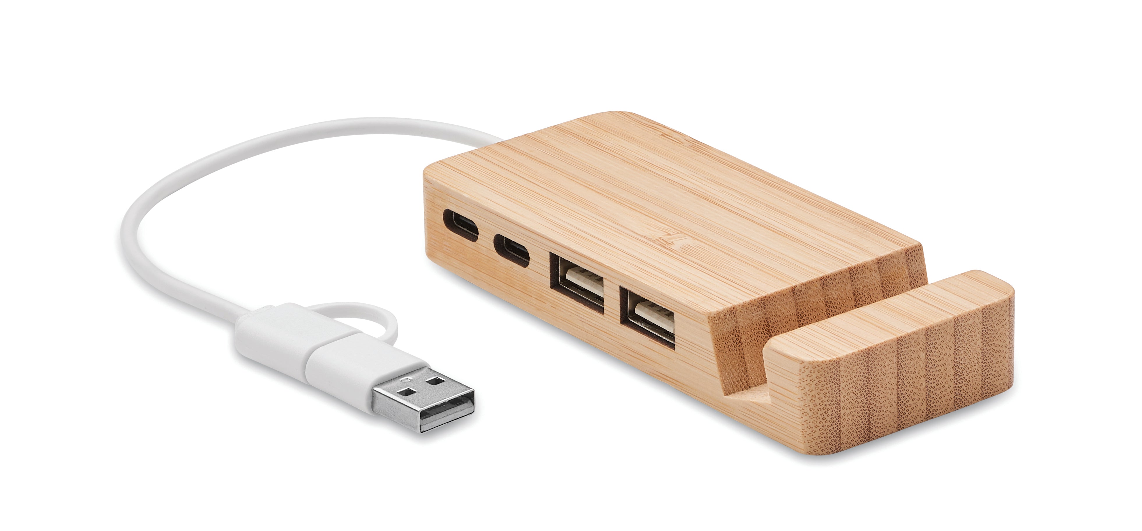 4-portowy bambusowy hub USB HUBSTAND