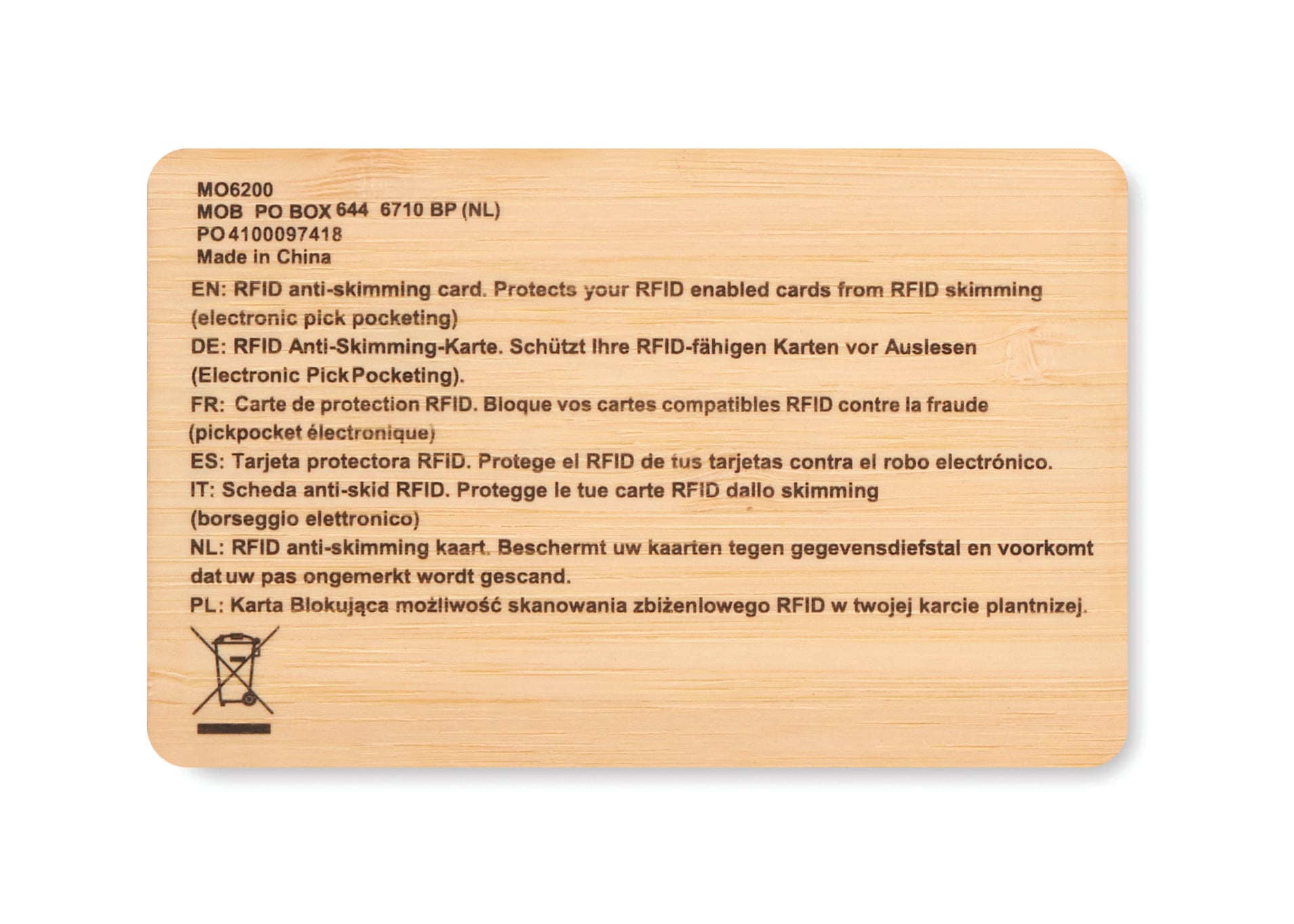 Karta RFID wykonana z bambusa CUSTOS +