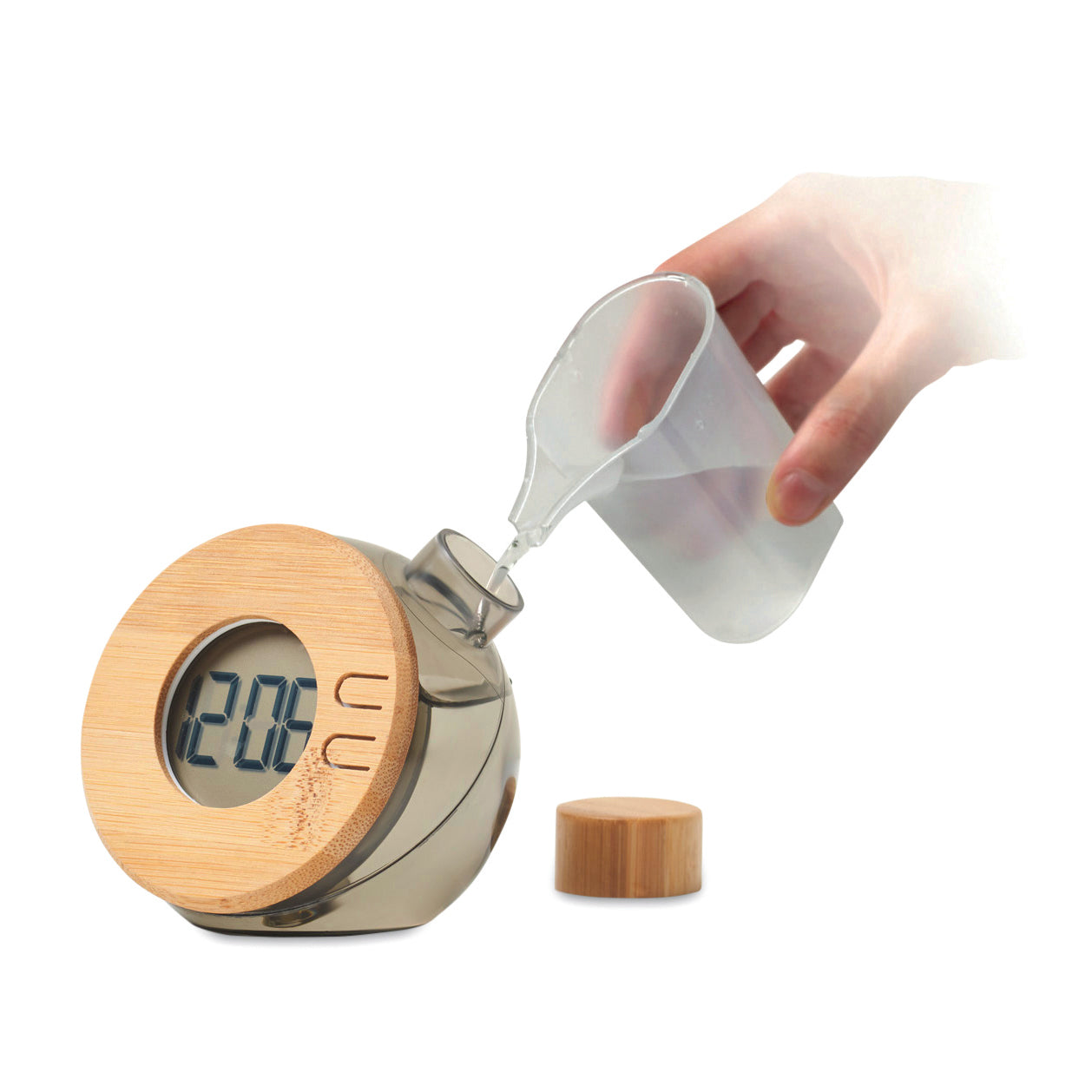 Bambusowy wodny zegar LCD DROPPY LUX